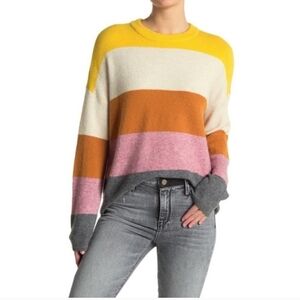 Madewell Women's Colorblock Sweater in Yellow, Orange, Pink, and Gray